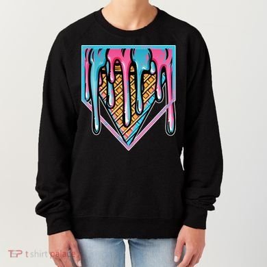 Cute Retro Melting Ice Cream Cone Baseball Home Plate Women's Sweatshirt
