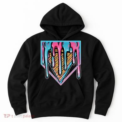 Cute Retro Melting Ice Cream Cone Baseball Home Plate Hoodie