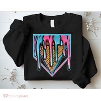 Cute Retro Melting Ice Cream Cone Baseball Home Plate Sweatshirt thumb 2