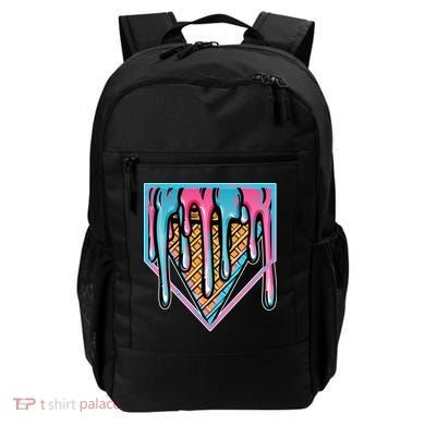 Cute Retro Melting Ice Cream Cone Baseball Home Plate Backpack