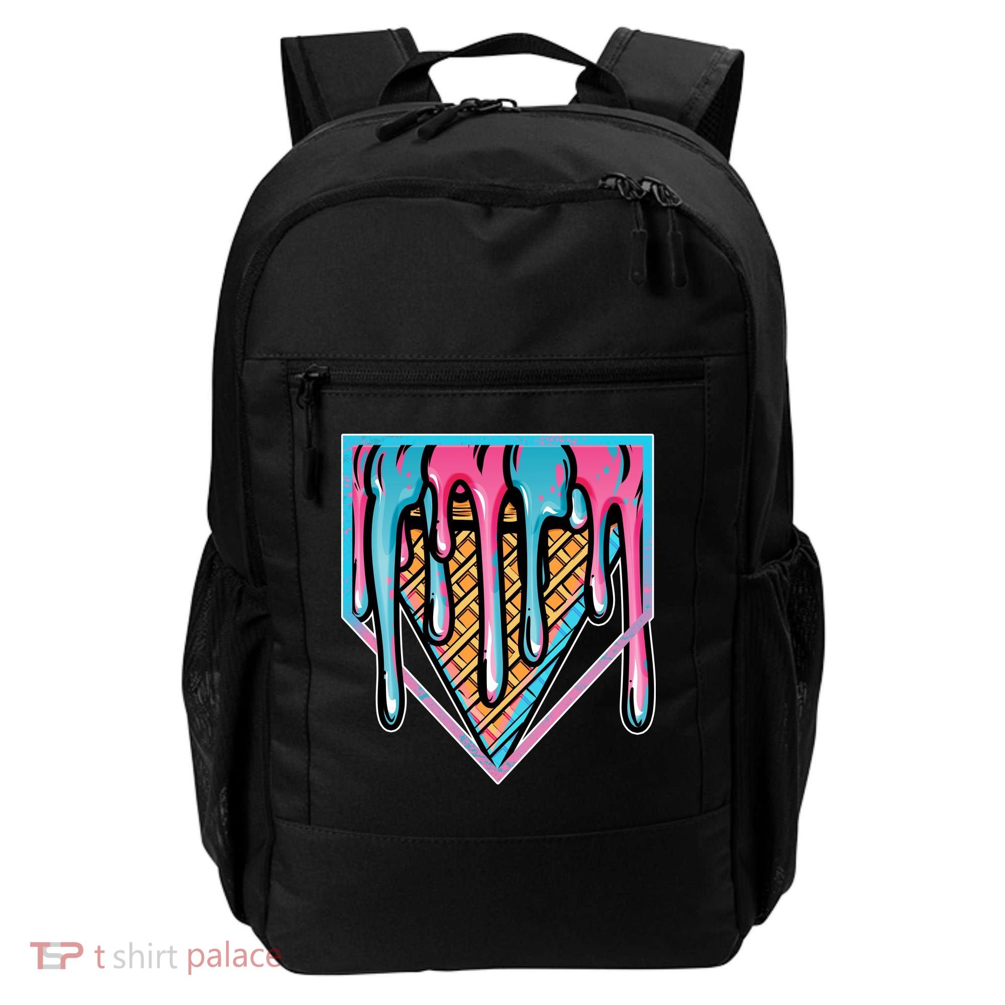 Cute Retro Melting Ice Cream Cone Baseball Home Plate Backpack