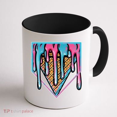 Cute Retro Melting Ice Cream Cone Baseball Home Plate Coffee Mug back