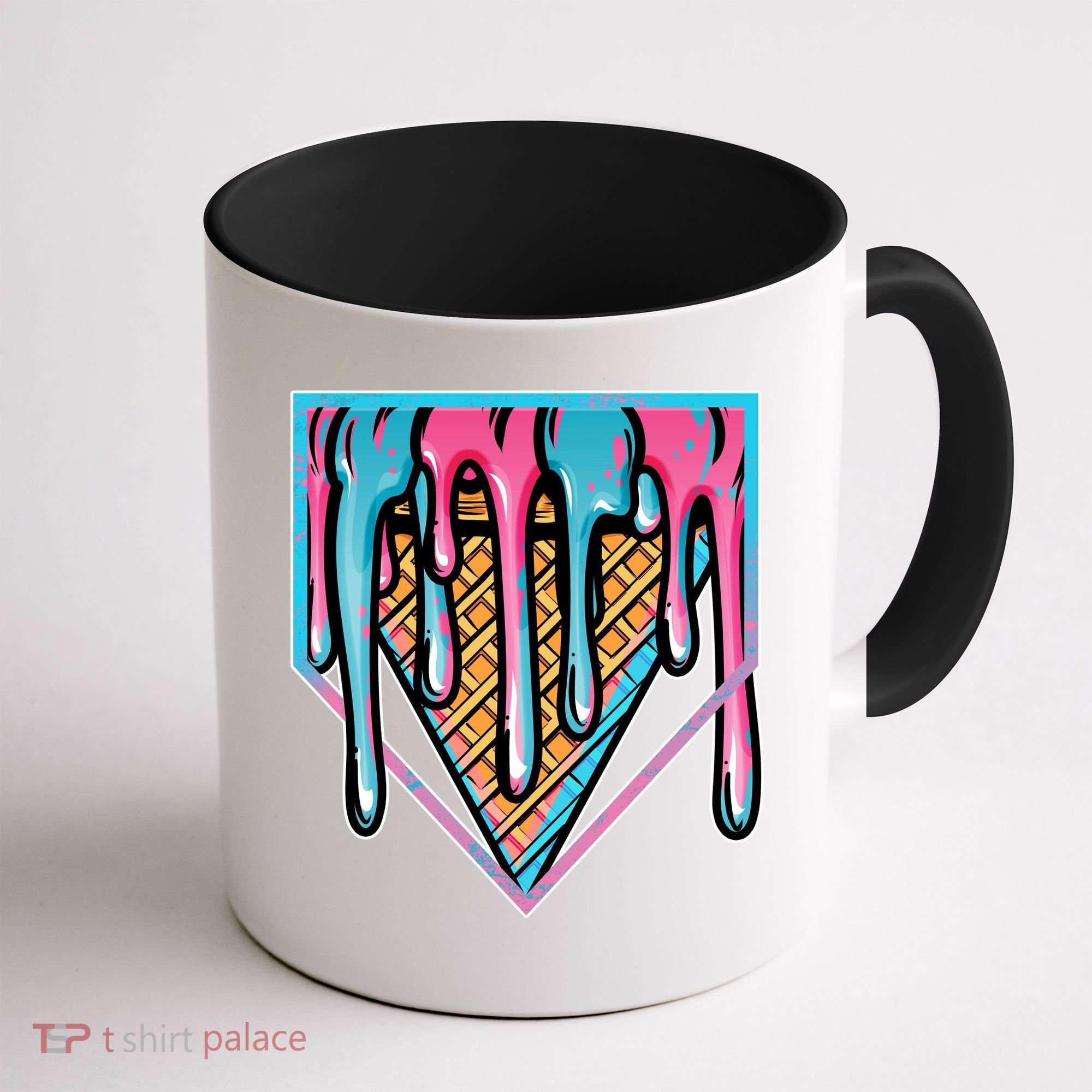 Cute Retro Melting Ice Cream Cone Baseball Home Plate Coffee Mug