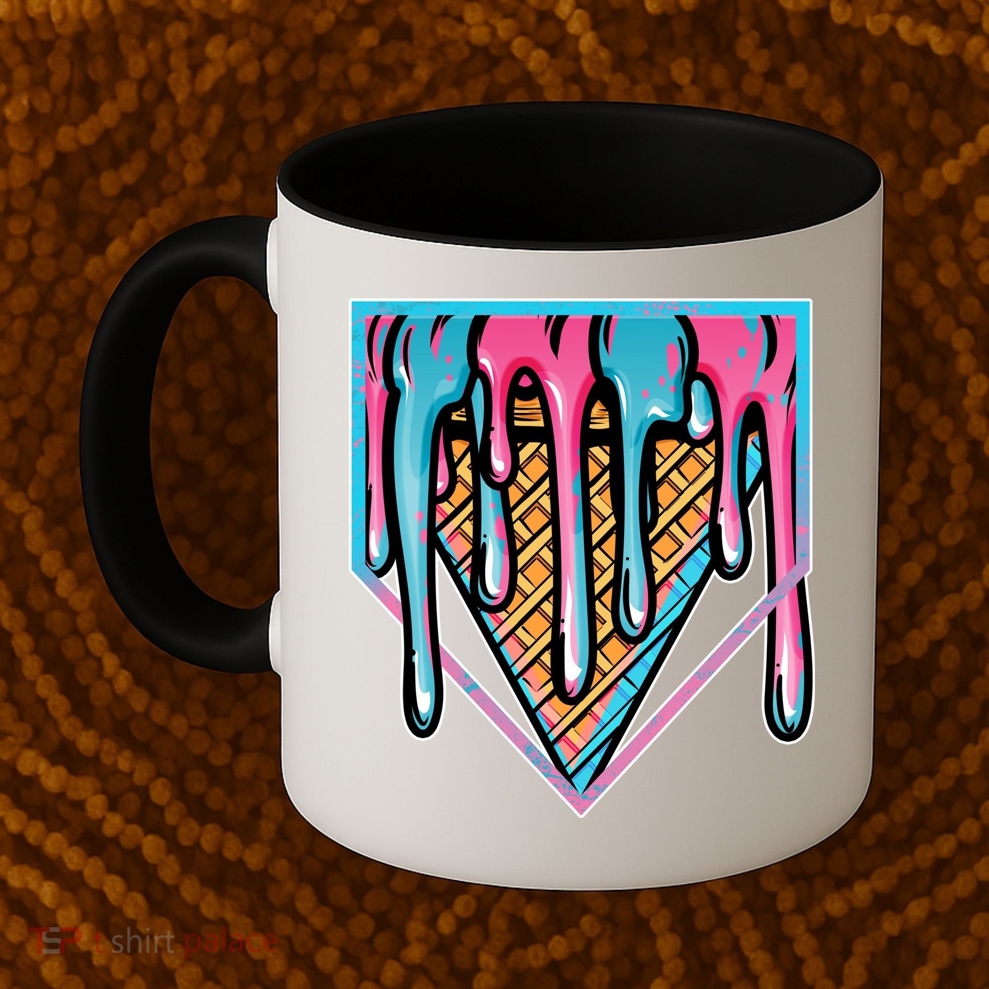 Cute Retro Melting Ice Cream Cone Baseball Home Plate Coffee Mug