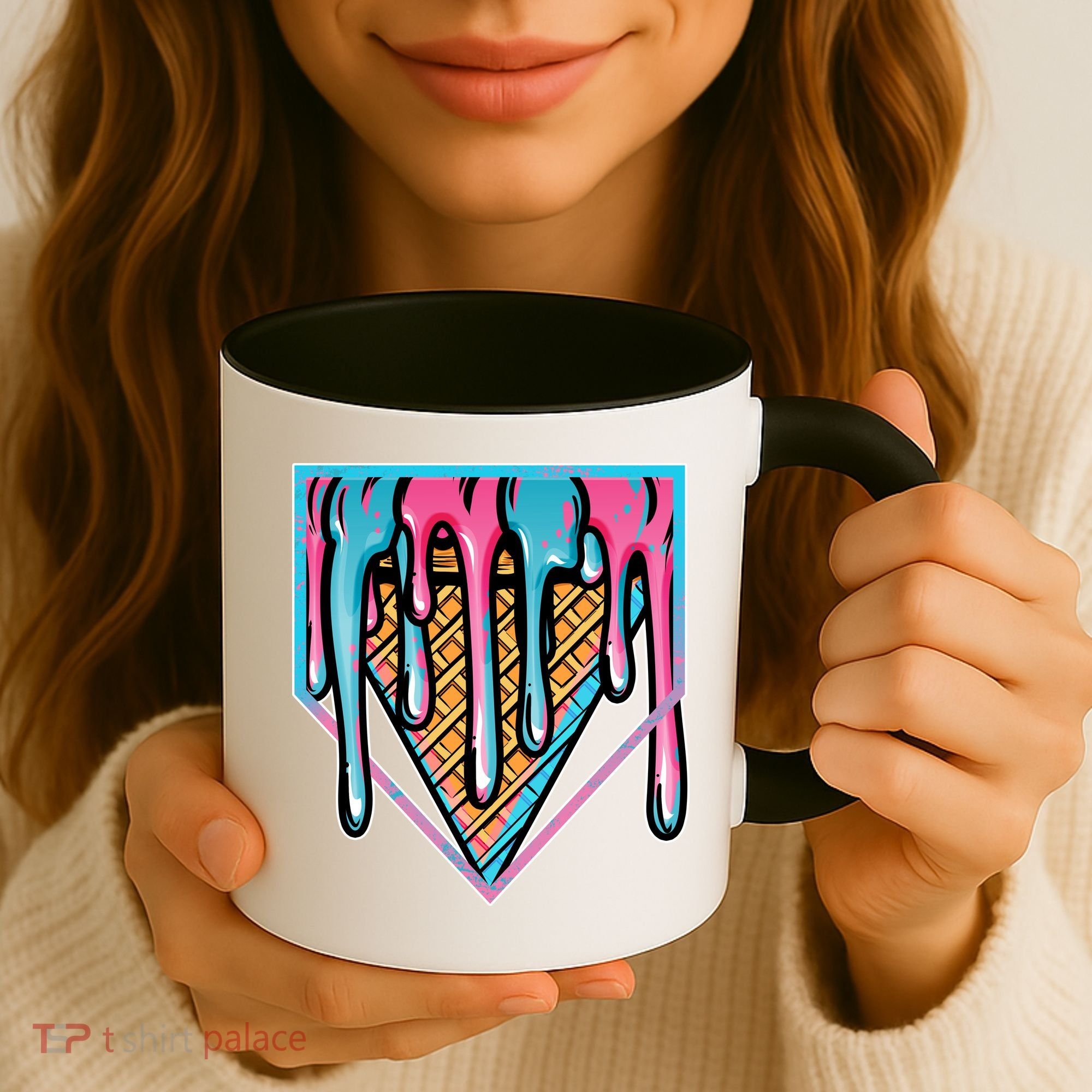 Cute Retro Melting Ice Cream Cone Baseball Home Plate Coffee Mug