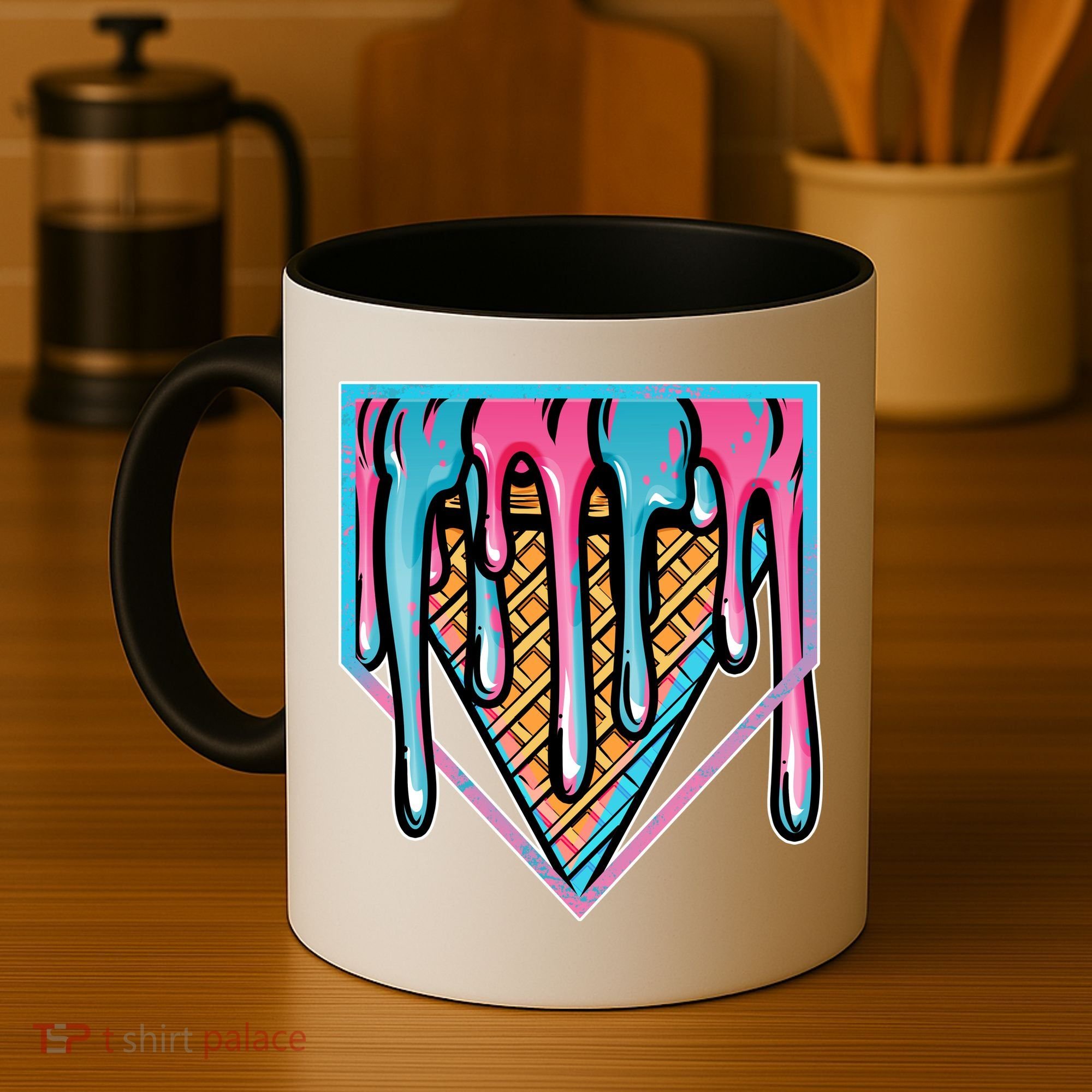 Cute Retro Melting Ice Cream Cone Baseball Home Plate Coffee Mug