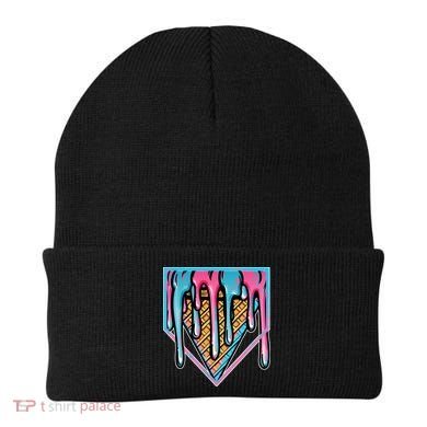 Cute Retro Melting Ice Cream Cone Baseball Home Plate Beanie