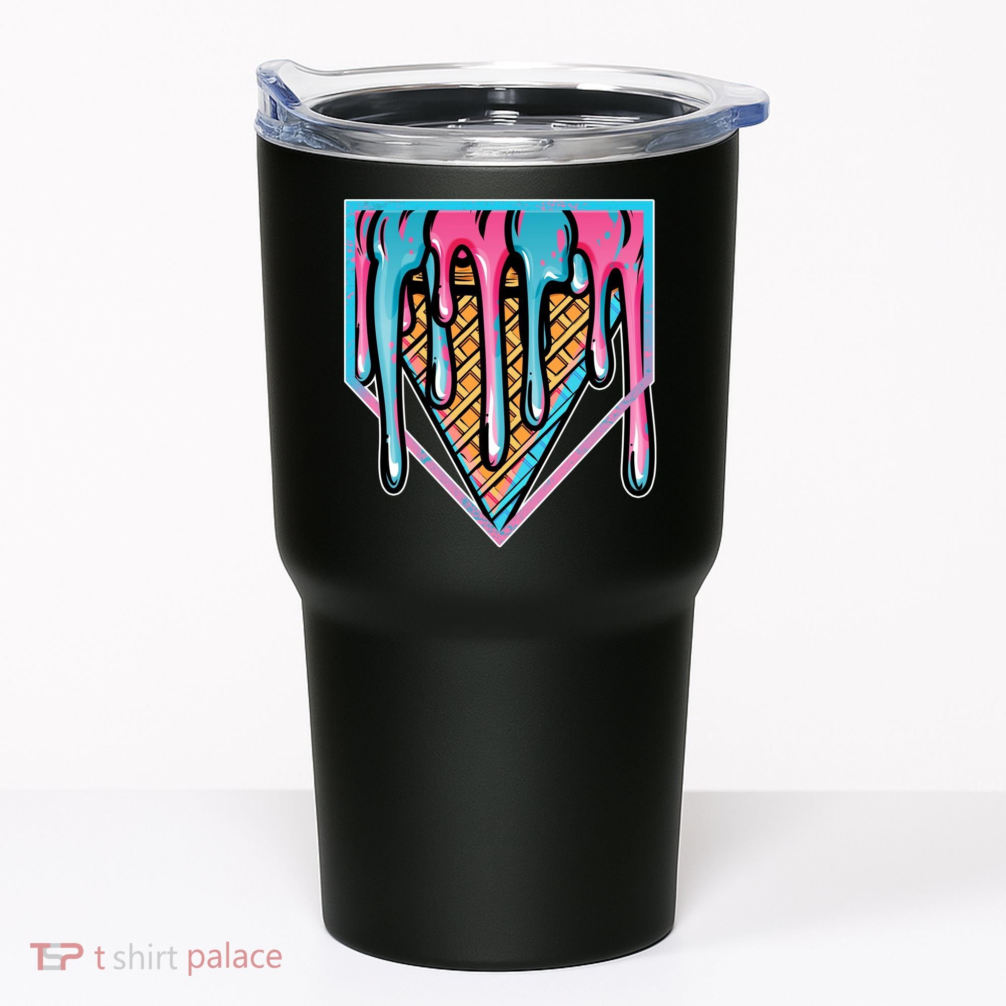 Cute Retro Melting Ice Cream Cone Baseball Home Plate Tumbler