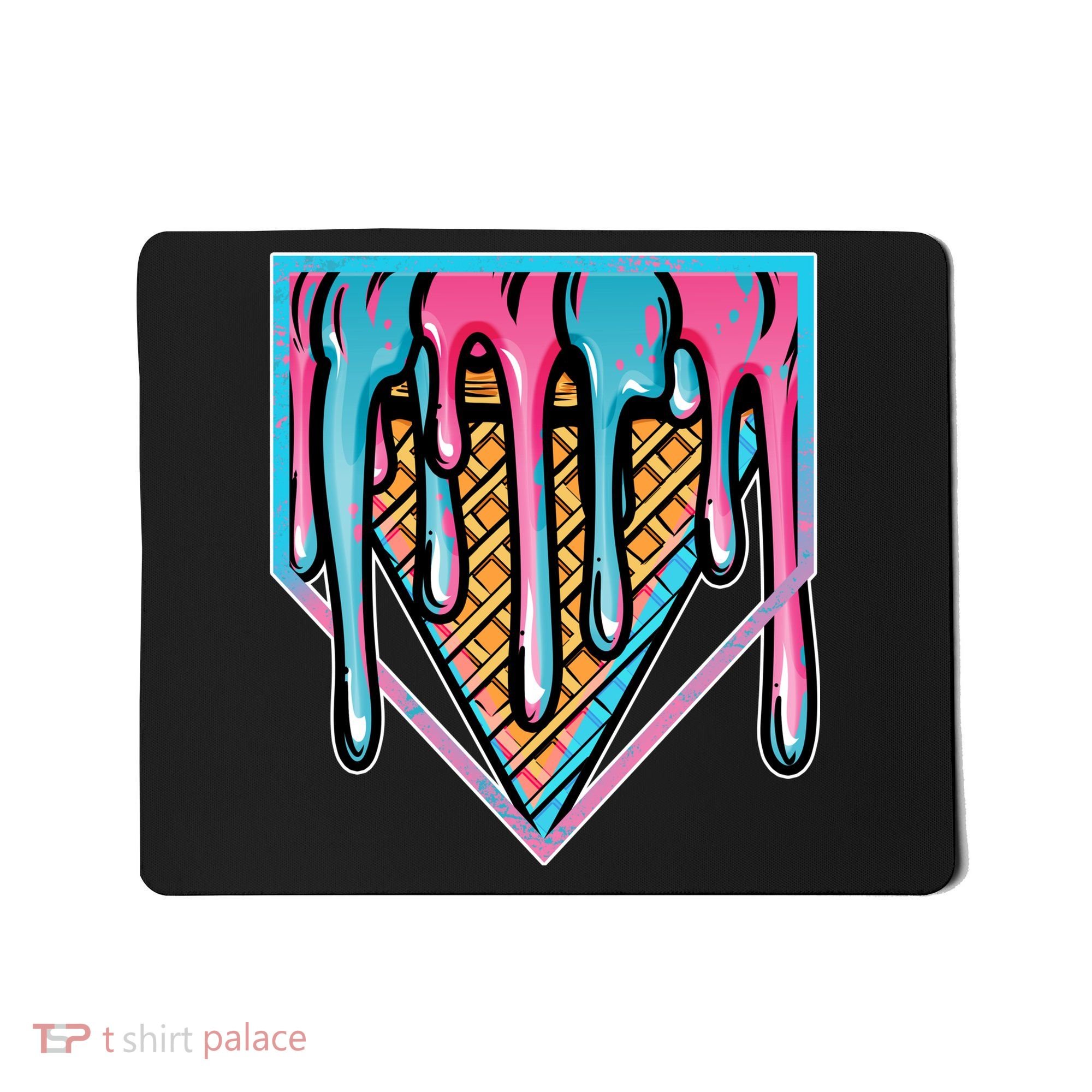 Cute Retro Melting Ice Cream Cone Baseball Home Plate Mousepad