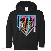 Cute Retro Melting Ice Cream Cone Baseball Home Plate Toddler Hoodie thumb 0