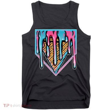 Cute Retro Melting Ice Cream Cone Baseball Home Plate Tank Top