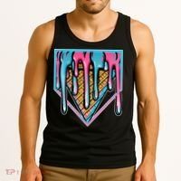 Cute Retro Melting Ice Cream Cone Baseball Home Plate Tank Top thumb 3