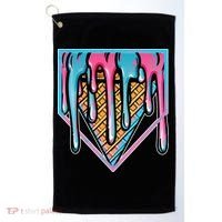 Cute Retro Melting Ice Cream Cone Baseball Home Plate Golf Towel thumb 0