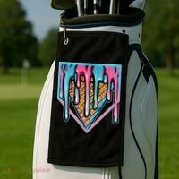 Cute Retro Melting Ice Cream Cone Baseball Home Plate Golf Towel thumb 2