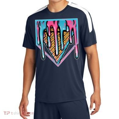 Cute Retro Melting Ice Cream Cone Baseball Home Plate Soccer Jersey