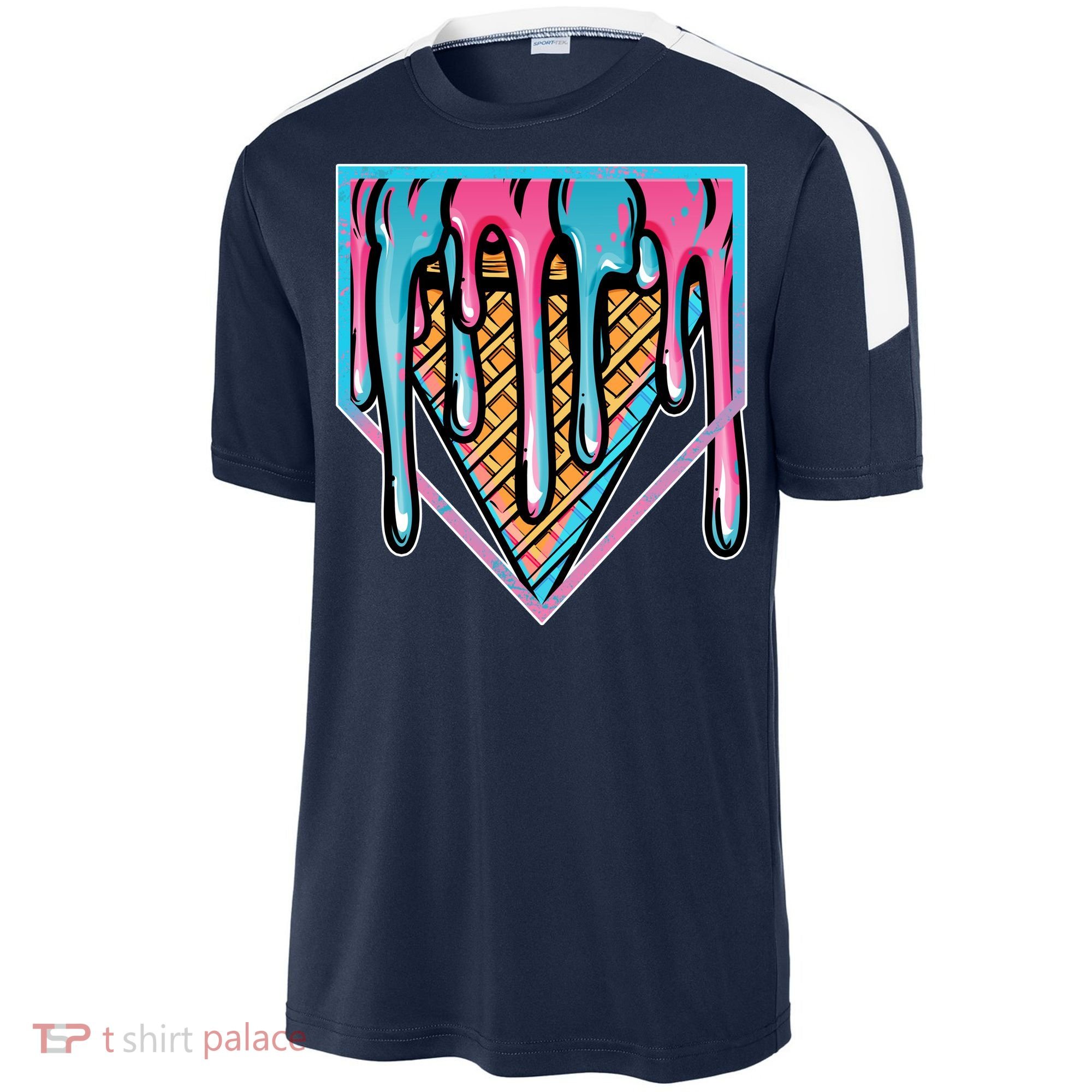 Cute Retro Melting Ice Cream Cone Baseball Home Plate Sport-Tek Competitor United Soccer Jersey