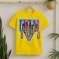 Cute Retro Melting Ice Cream Cone Baseball Home Plate T-Shirt thumb 2