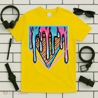 Cute Retro Melting Ice Cream Cone Baseball Home Plate T-Shirt thumb 5