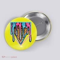 Cute Retro Melting Ice Cream Cone Baseball Home Plate Button thumb 0