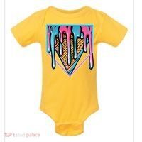 Cute Retro Melting Ice Cream Cone Baseball Home Plate Baby Bodysuit thumb 0