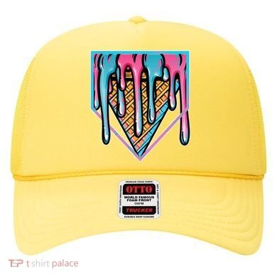 Cute Retro Melting Ice Cream Cone Baseball Home Plate Hat