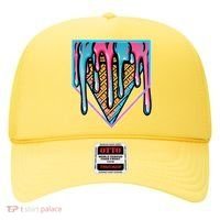 Cute Retro Melting Ice Cream Cone Baseball Home Plate Hat thumb 0