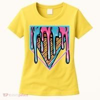 Cute Retro Melting Ice Cream Cone Baseball Home Plate Women's T-Shirt thumb 0
