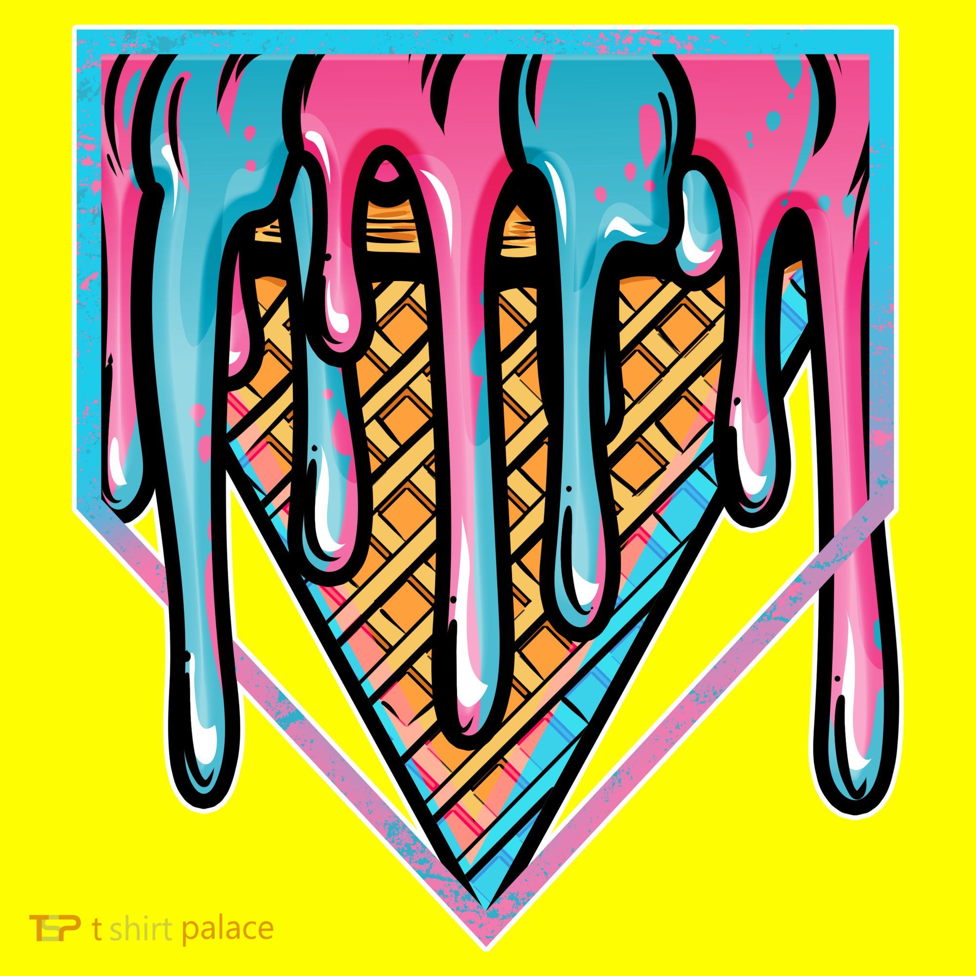 Cute Retro Melting Ice Cream Cone Baseball Home Plate Kids T-Shirt