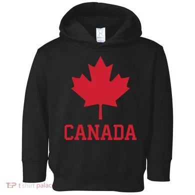 Canada Red Maple Leaf Flag Canada Day Toddler Hoodie