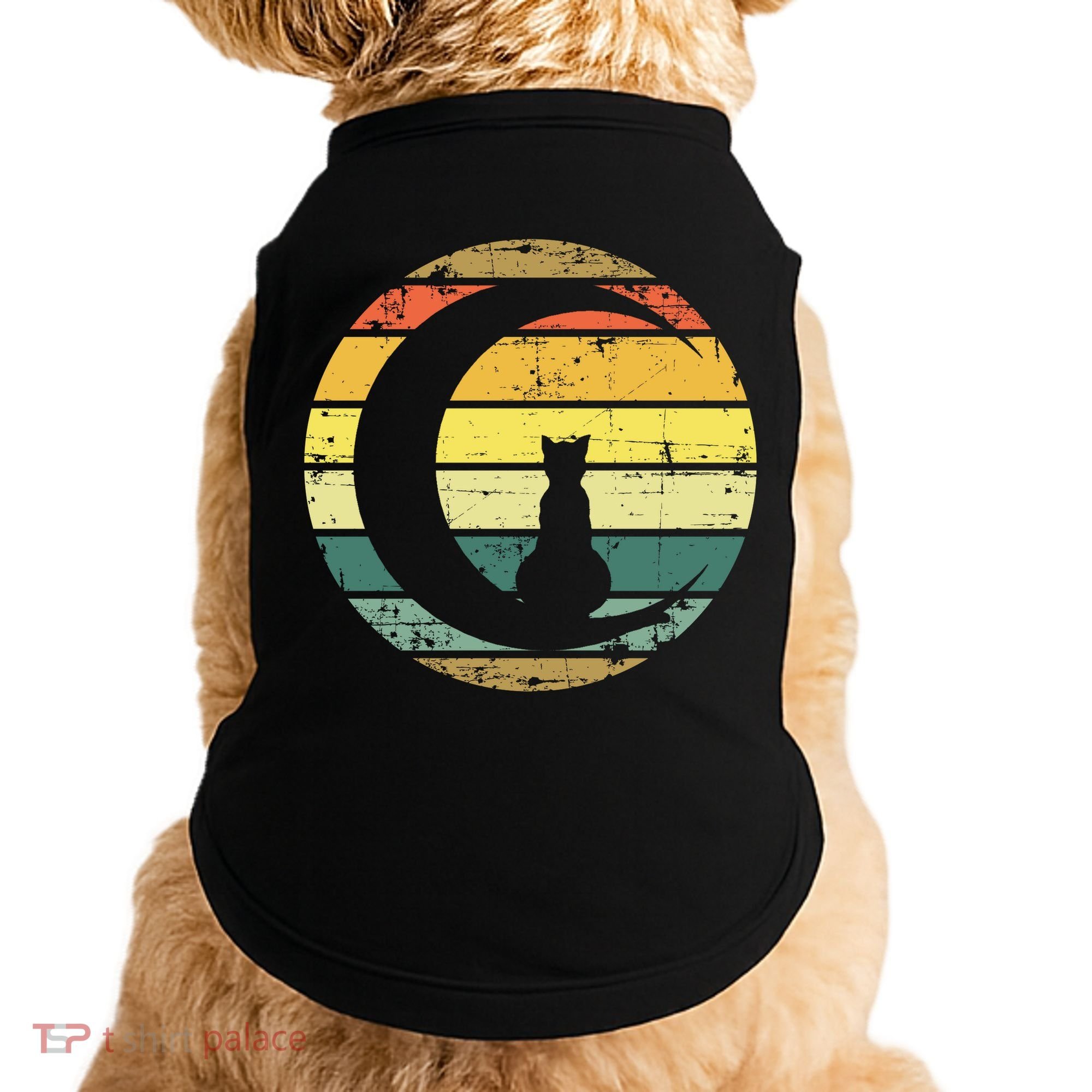 Cat Retro Moon Sunset Doggie Tank