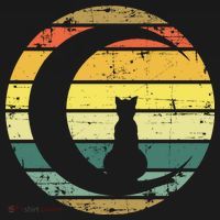Cat Retro Moon Sunset Doggie Tank thumb 4