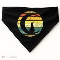 Cat Retro Moon Sunset USA-Made Doggie Bandana thumb 0