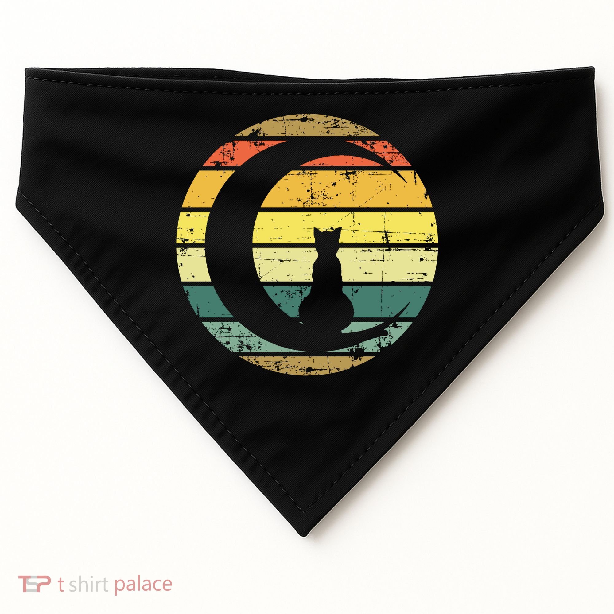 Cat Retro Moon Sunset USA-Made Doggie Bandana