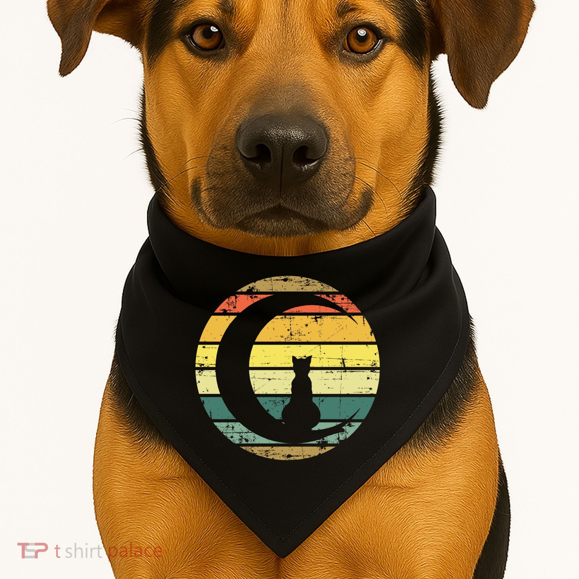 Cat Retro Moon Sunset USA-Made Doggie Bandana