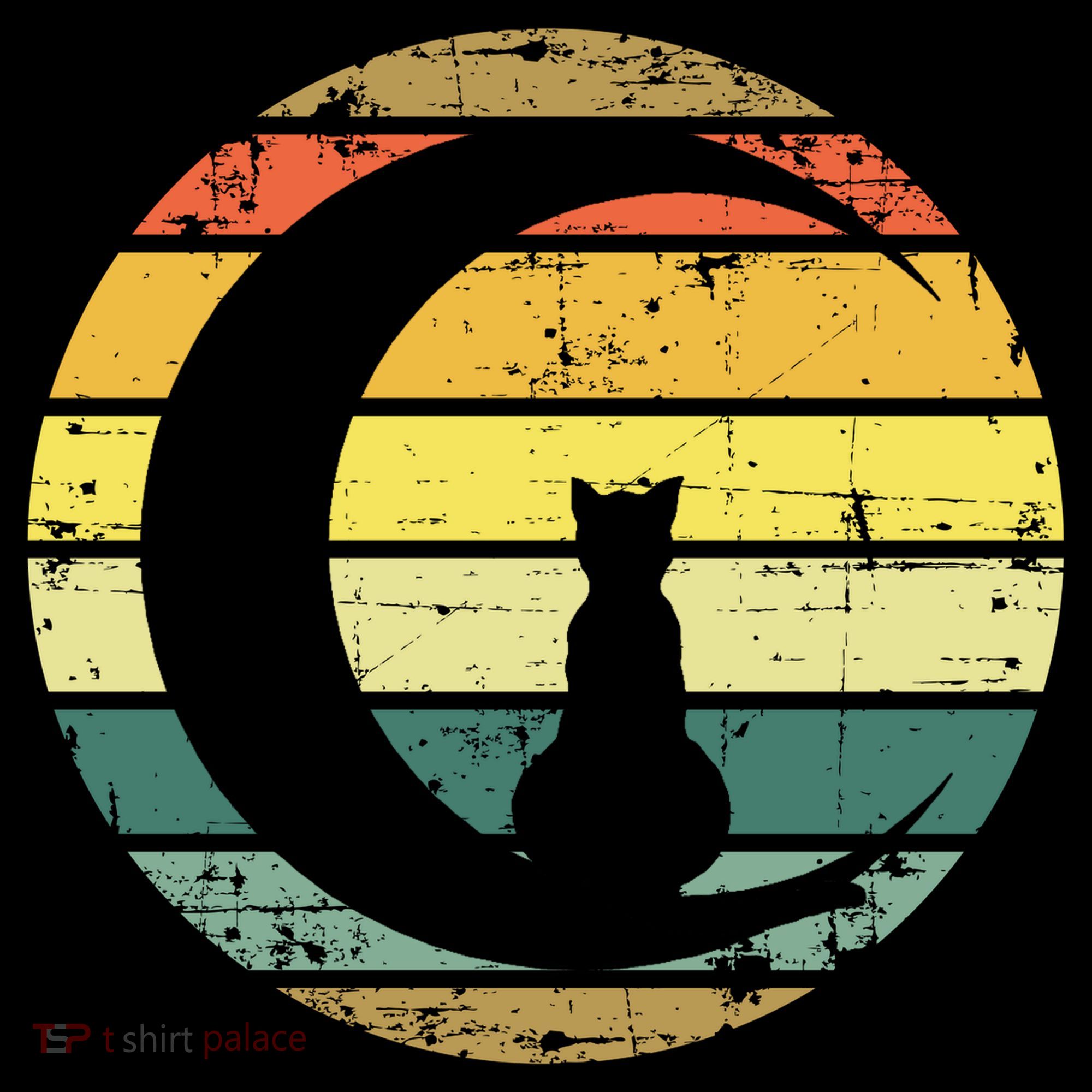 Cat Retro Moon Sunset Apron