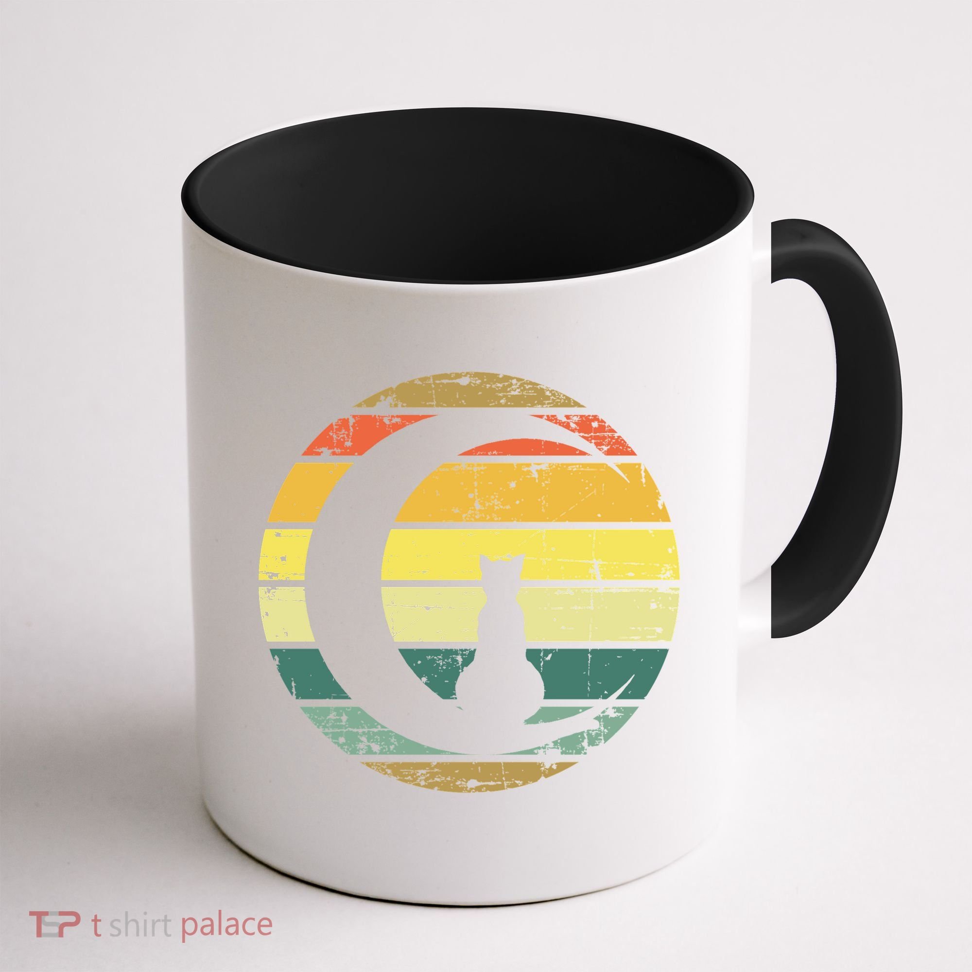 Cat Retro Moon Sunset Coffee Mug