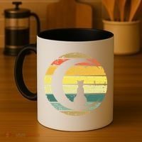 Cat Retro Moon Sunset Coffee Mug thumb 4
