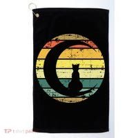 Cat Retro Moon Sunset Golf Towel thumb 0