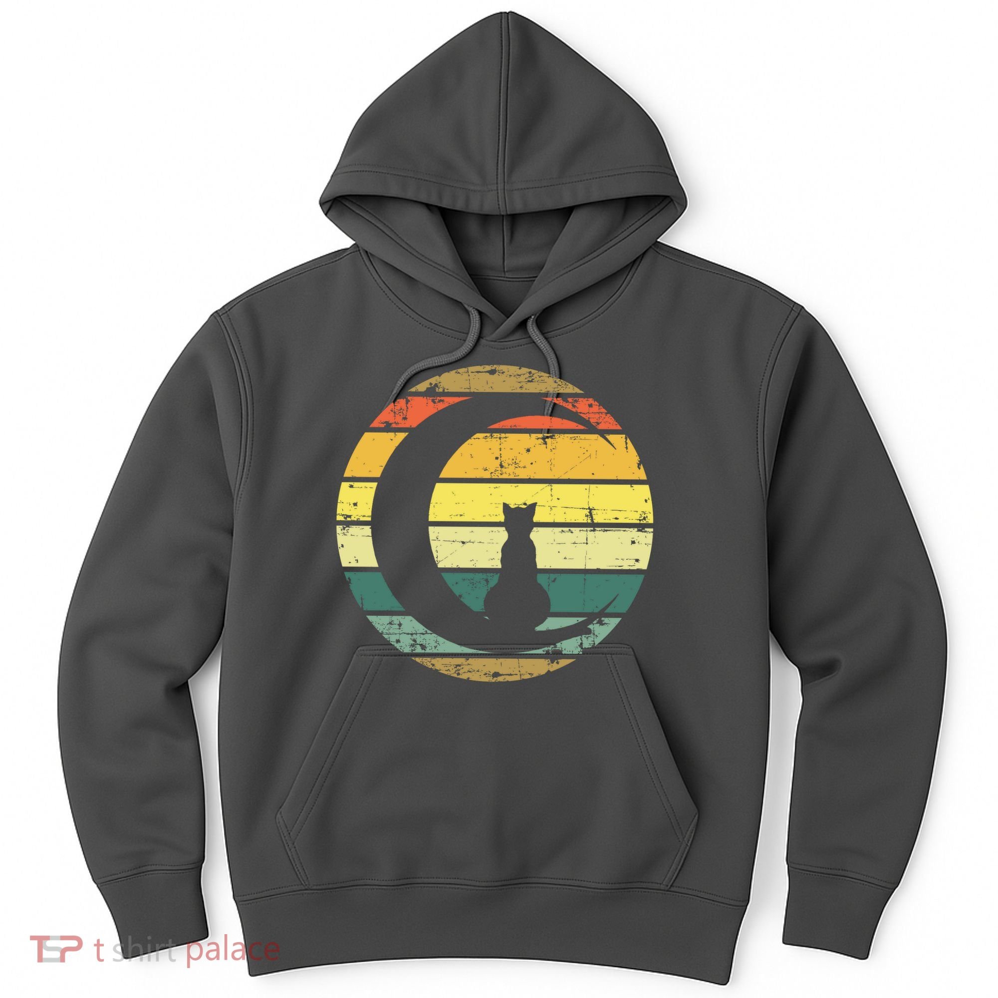 Cat Retro Moon Sunset Hoodie