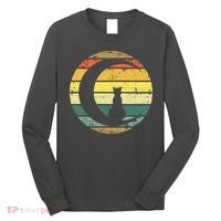 Cat Retro Moon Sunset Long Sleeve Shirt thumb 0