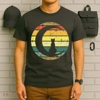 Cat Retro Moon Sunset T-Shirt thumb 6