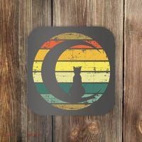 Cat Retro Moon Sunset Coaster thumb 0