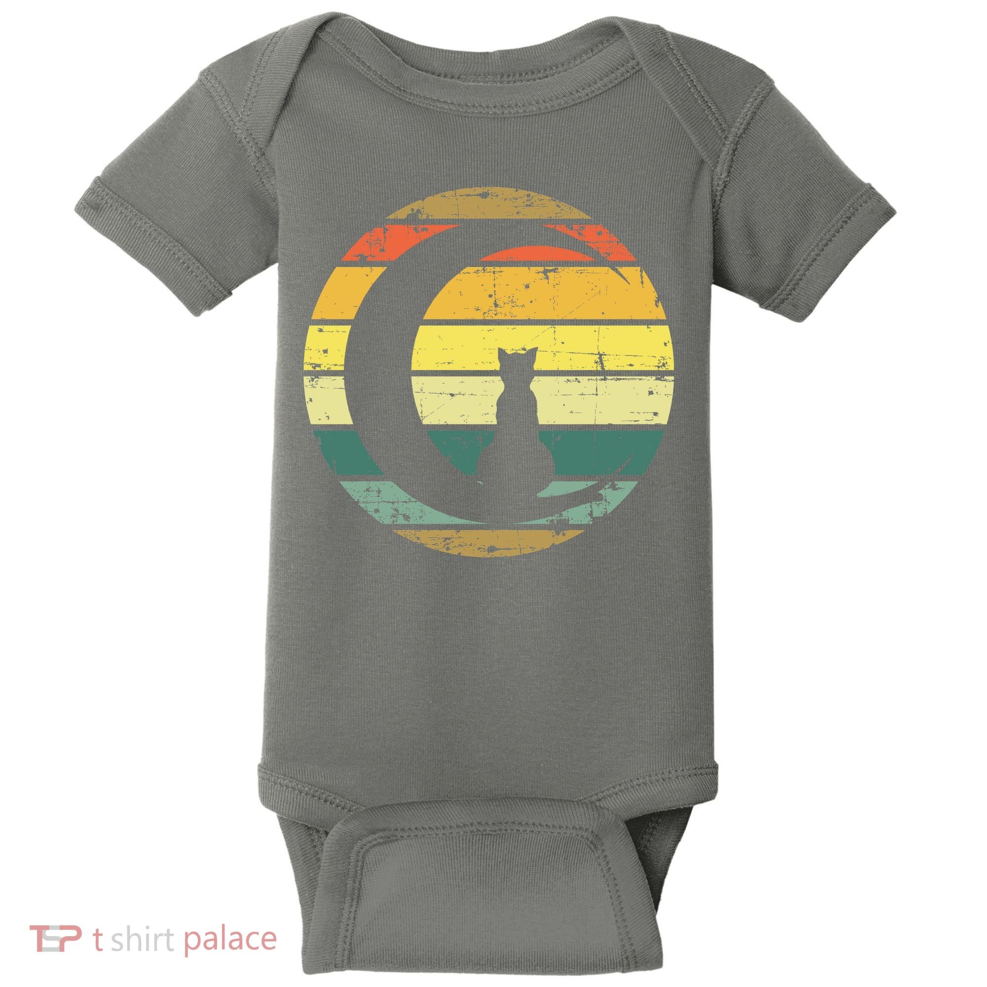 Cat Retro Moon Sunset Baby Bodysuit