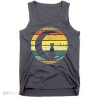 Cat Retro Moon Sunset Tank Top thumb 0