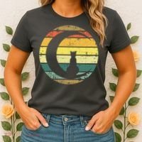 Cat Retro Moon Sunset Women's T-Shirt thumb 2