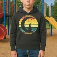 Cat Retro Moon Sunset Kids Hoodie thumb 2