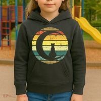 Cat Retro Moon Sunset Kids Hoodie thumb 3