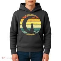 Cat Retro Moon Sunset Kids Hoodie thumb 4