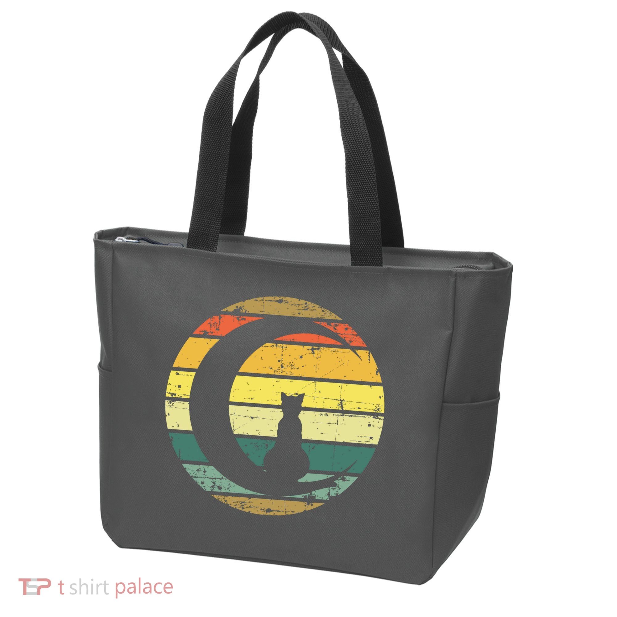 Cat Retro Moon Sunset Tote Bag