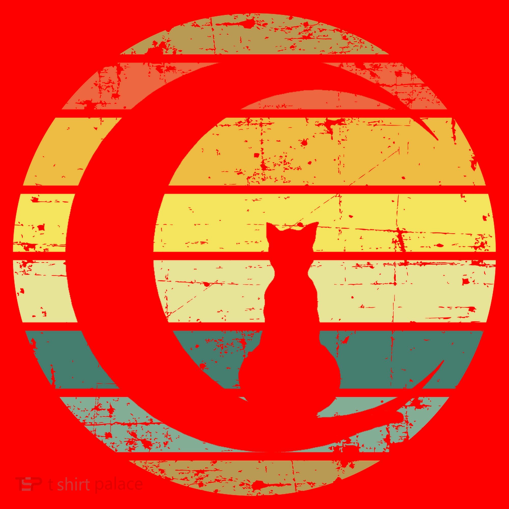 Cat Retro Moon Sunset Santa Hat